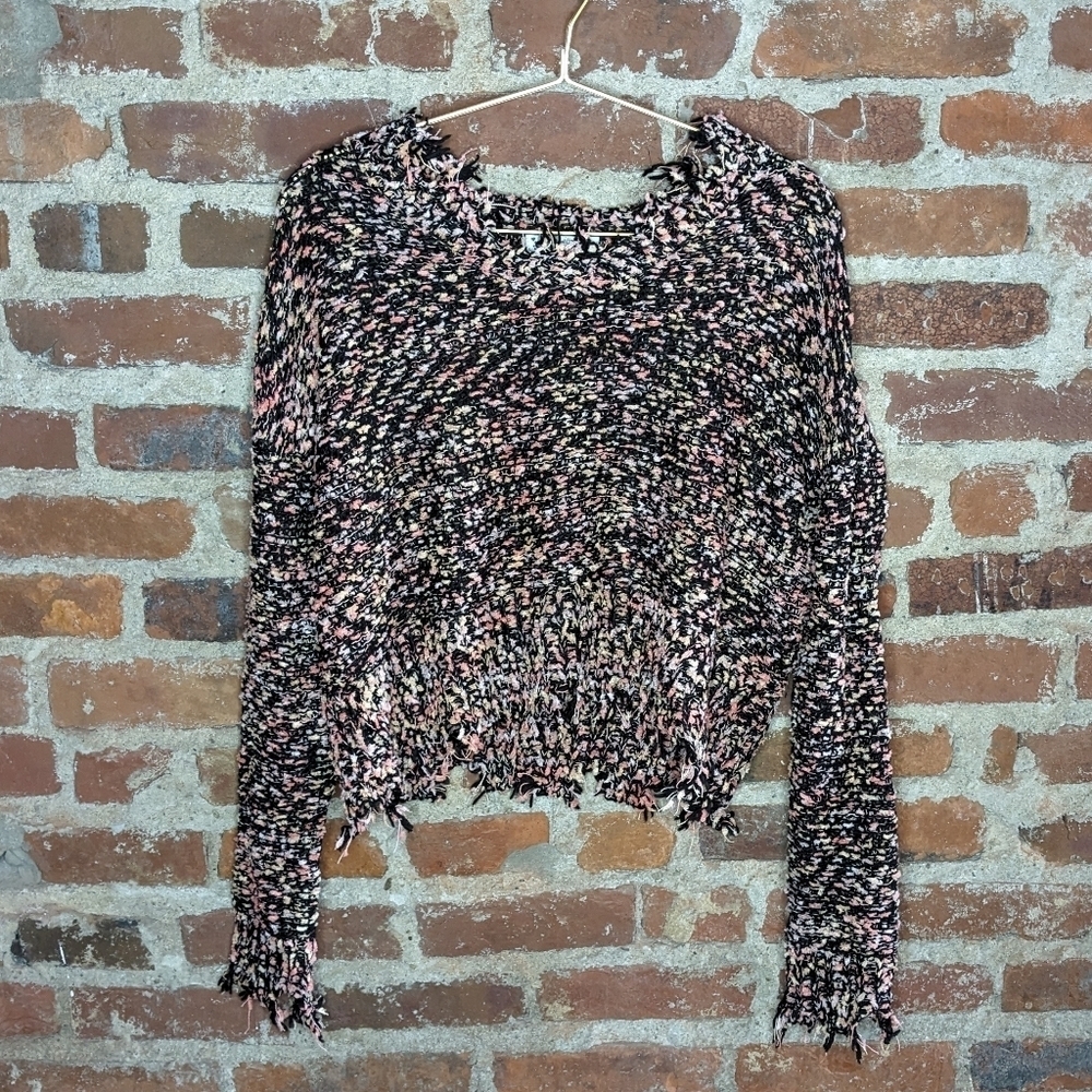 Made with Love by FCT Medium Medium Multicolor Cropped Knit Raw‎ Edge Sweater